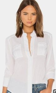 James Perse white Safari collarless shirt